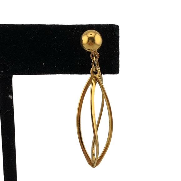 NAPIER Gold Plate Twisted Cage Dangle Drop Screw back earrings VTG 1980's 1-1/2" - Picture 4 of 8